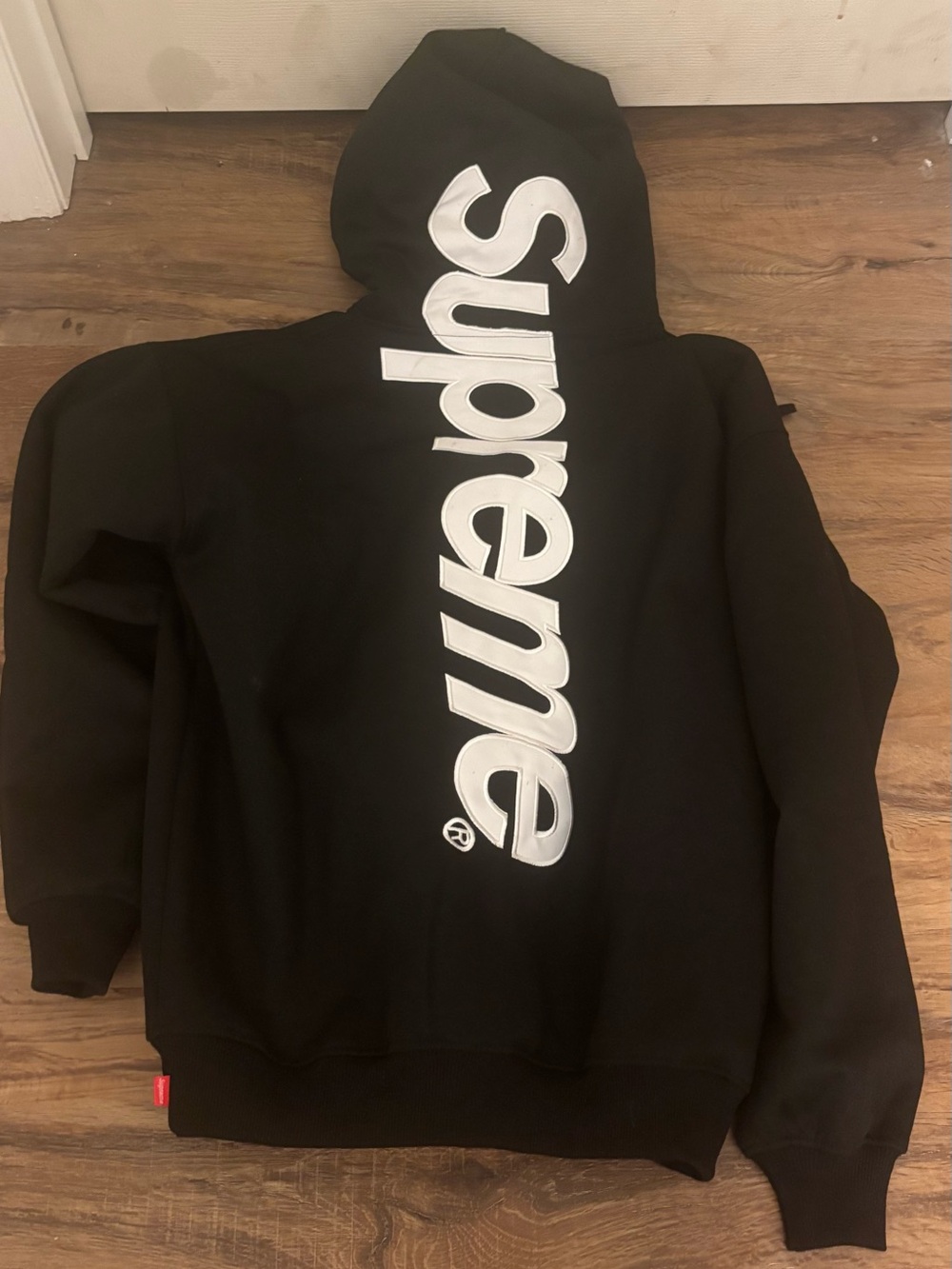 Supreme Black Crewneck Sweatshirt with Vertical White Logo